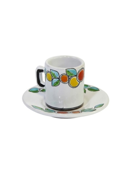 cylindrical coffee Cup with Saucer Arance e Limoni Ceramiche De Simone