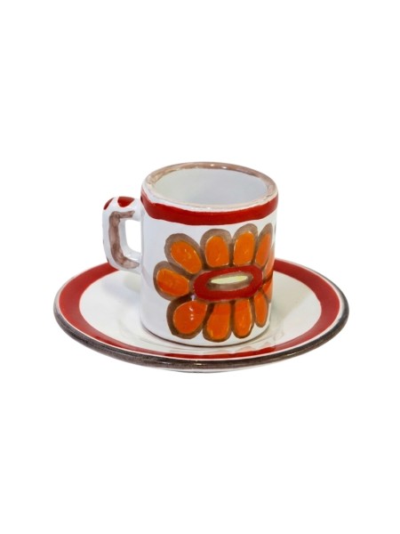 cylindrical Coffee Cup with Saucer Linosa Ceramiche De Simone