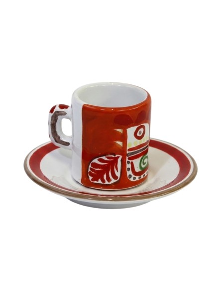 Tazzina caffè cilindrica Piattino Marettimo Ceramiche siciliane De Simone