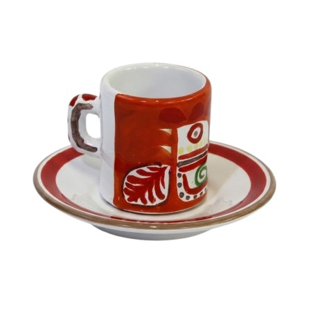 cylindrical Coffee Cup with Saucer Marettimo Ceramiche De Simone