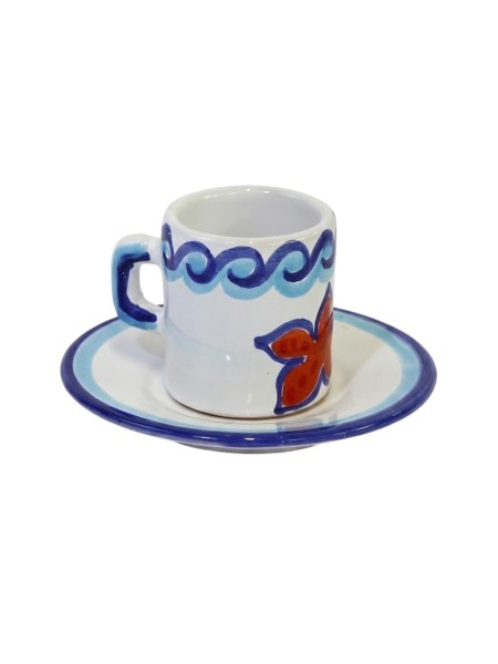 Tazzina caffè cilindrica Piattino Maestrale Ceramiche siciliane De Simone