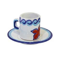 Tazzina caffè cilindrica Piattino Maestrale Ceramiche siciliane De Simone