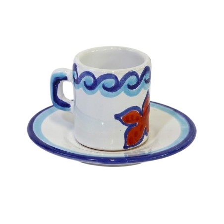 Tazzina caffè cilindrica Piattino Maestrale Ceramiche siciliane De Simone