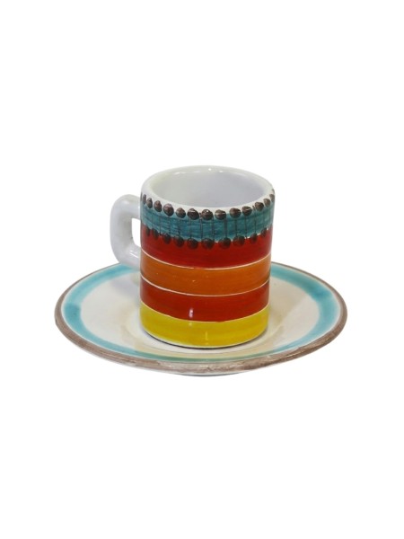 Cylindrical Coffee Cup with Saucer Pantelleria Ceramiche De Simone