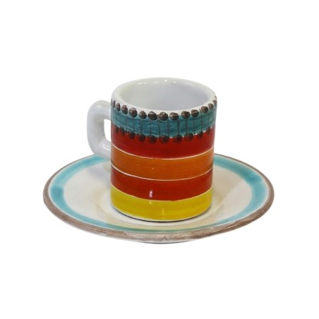 Cylindrical Coffee Cup with Saucer Pantelleria Ceramiche De Simone