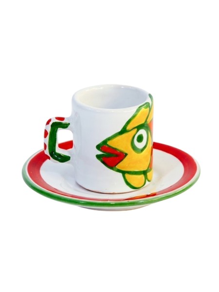 Cylindrical Coffee Cup with Saucer Panarea Ceramiche De Simone