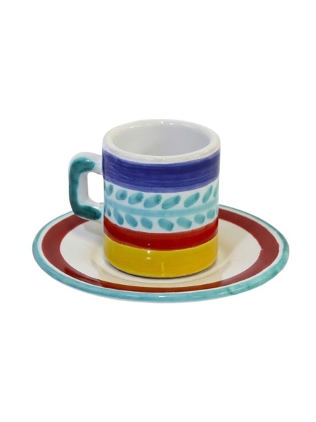 Cylindrical Coffee Cup with Saucer Selinunte Ceramiche De Simone