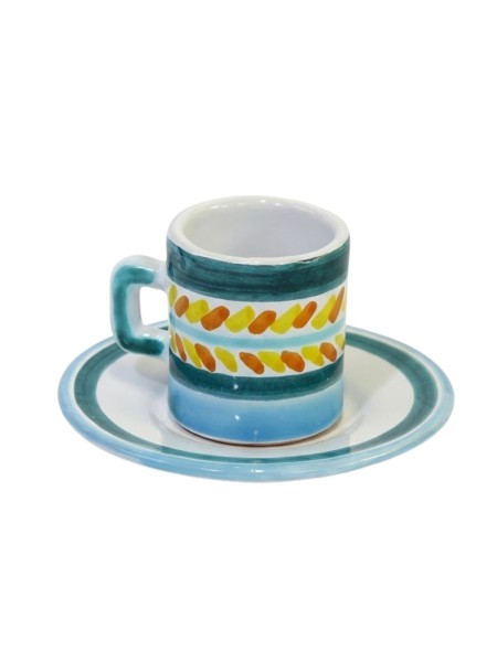 Tazzina caffè cilindrica Piattino Segesta Ceramiche siciliane De Simone
