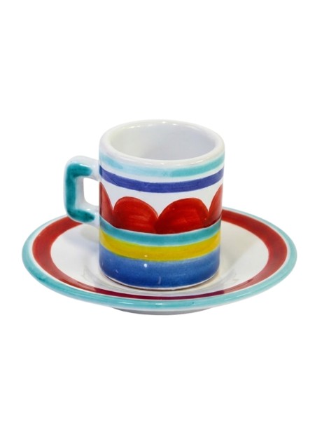 Tazzina caffè cilindrica Piattino Sibari Ceramiche siciliane De Simone