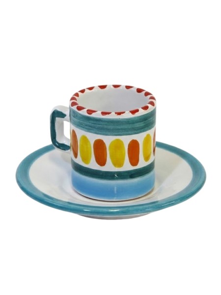Cylindrical Coffee Cup with Saucer Solunto Ceramiche De Simone
