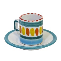 Tazzina caffè cilindrica Piattino Solunto Ceramiche siciliane De Simone