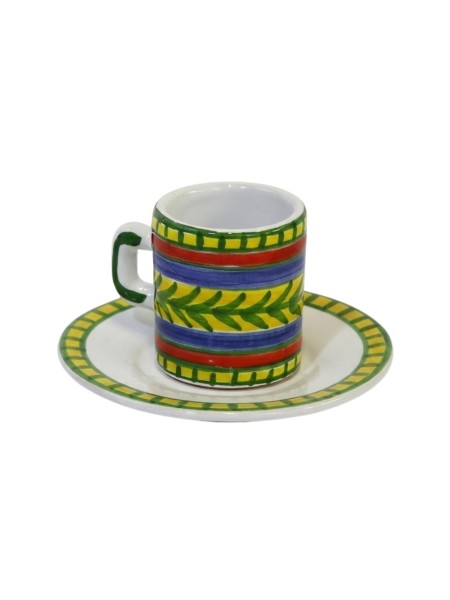 Cylindrical Coffee Cup with Saucer Vulcano Ceramiche De Simone