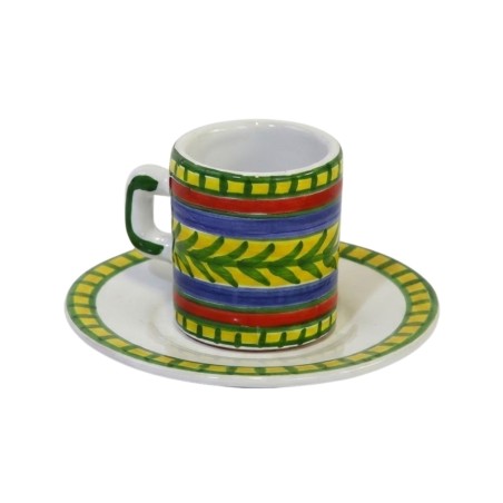 Cylindrical Coffee Cup with Saucer Vulcano Ceramiche De Simone