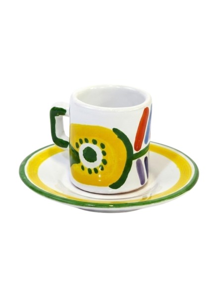Cylindrical Coffee Cup with Saucer Filicudi Ceramiche De Simone