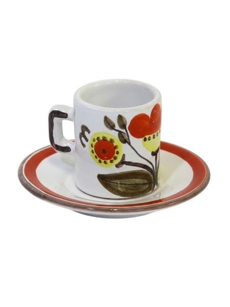 Tazzina caffè cilindrica Piattino Eolie Ceramiche siciliane De Simone