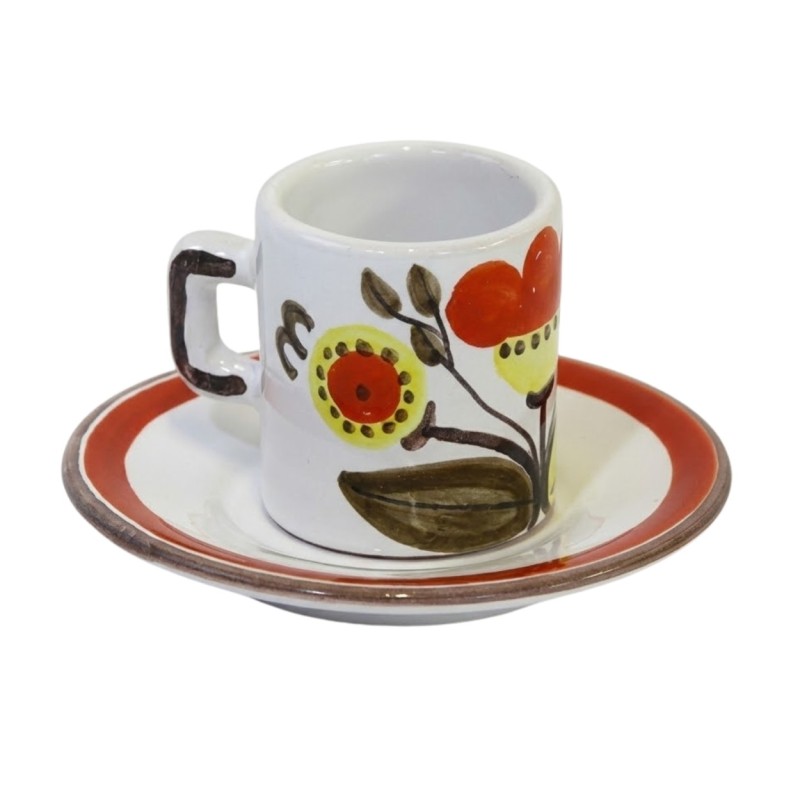 Cylindrical Coffee Cup with Saucer Eolie Ceramiche De Simone