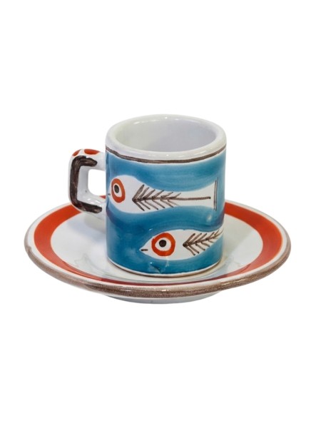 Tazzina caffè cilindrica Piattino Itaca Ceramiche siciliane De Simone