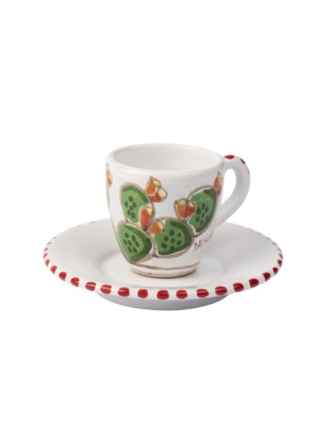 Tazzina caffè + piattino Folk Fichi d'India Ceramiche De Simone