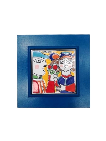 Piastrella incorniciata Innamorati PI297CL blu ceramiche de simone