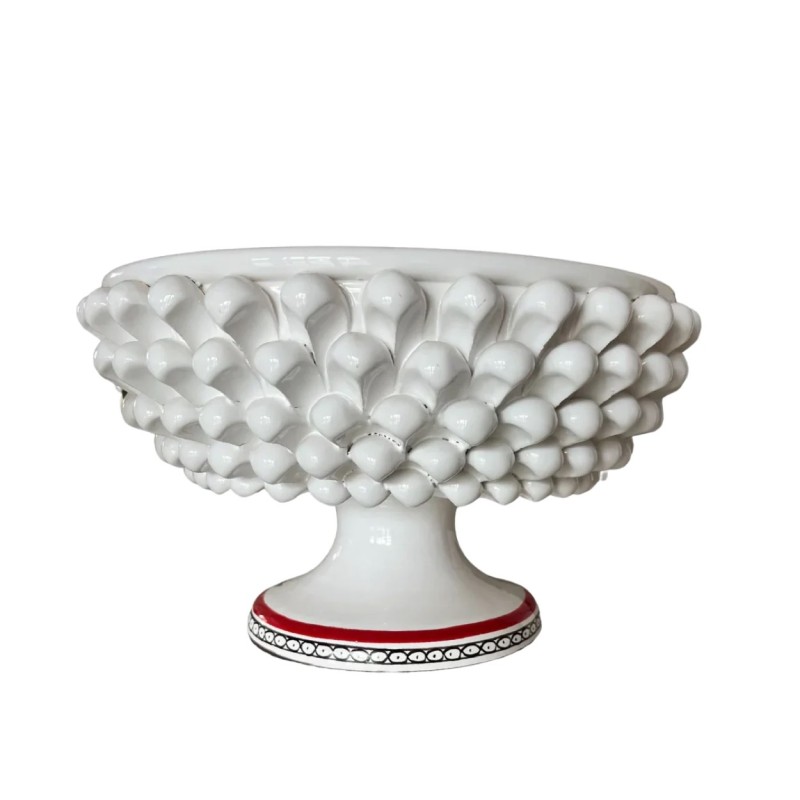 Alzata a mezza pigna siciliana bianca ceramiche artigianali de simone