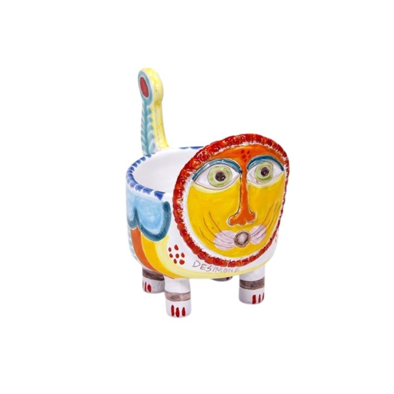 Lion ceramic handmade sicilian vase Folk LE204 De Simone Pottery