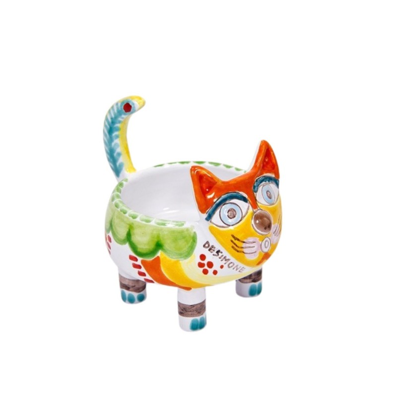 Cat sicilian handmade ceramic Vase Folk GT207 De Simone Pottery