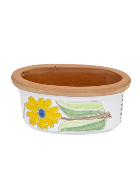 Sicilian handmade ceramic Oval planter Folk Daisy VSPO819FK-2 De Simone Pottery