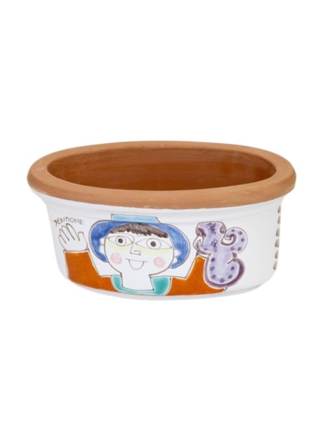 Vaso ovale portapianta Folk Uomo con Polpo Ceramiche De Simone