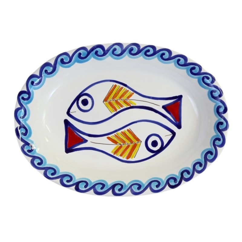 Oval plate Scirocco De Simone sicilian handmade pottery
