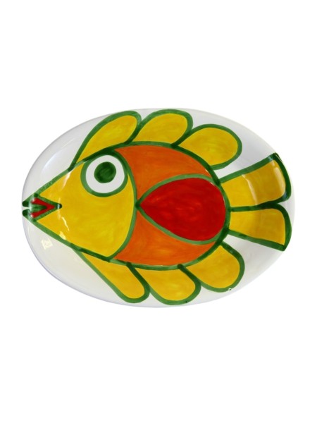 Oval plate Panarea De Simone sicilian handmade pottery