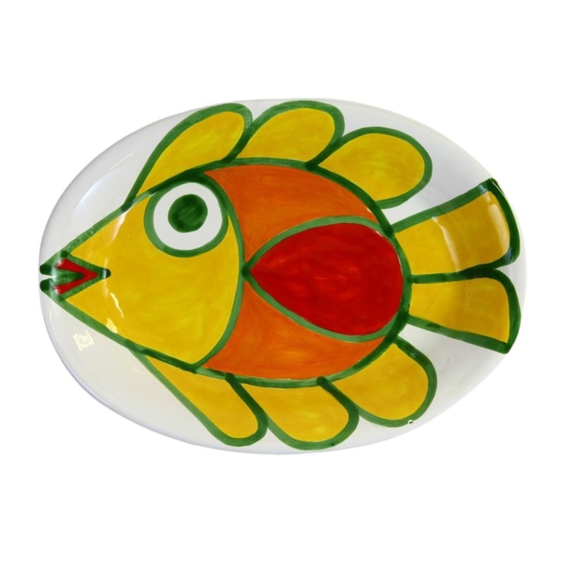 Oval plate Panarea De Simone sicilian handmade pottery