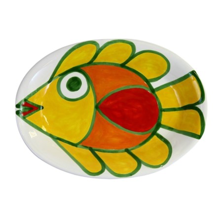 Oval plate Panarea De Simone sicilian handmade pottery