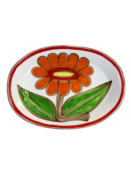 Oval plate Linosa De Simone sicilian handmade pottery