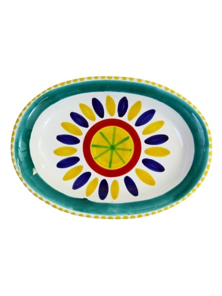 Oval plate Lipari De Simone sicilian handmade pottery