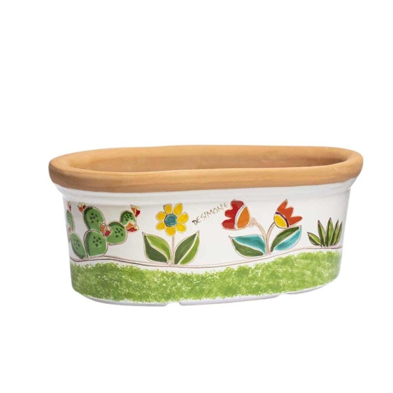 Fioriera ovale vaso Porta Pianta Folk VSPO819FK-FK Ceramiche De Simone