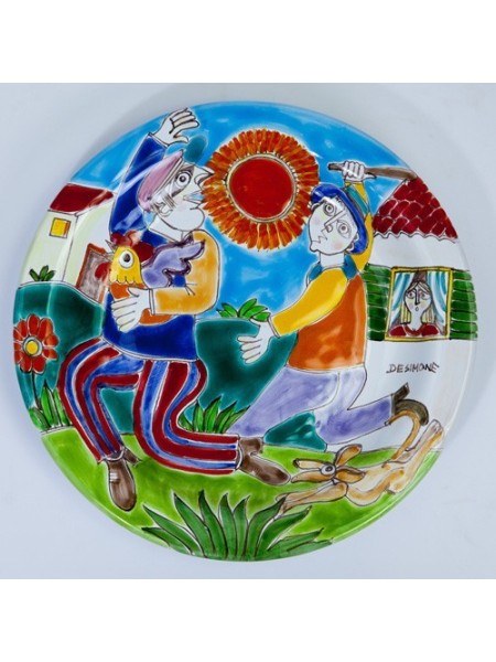 Piatto Tondo decorativo artigianale DS 25 cm PT25DS-07 la fuga del ladro
