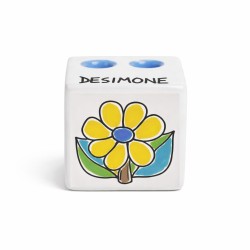 Pencil Holder Cube Daisy de simone sicilian handmade pottery