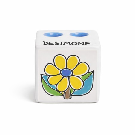 Pencil Holder Cube Daisy de simone sicilian handmade pottery