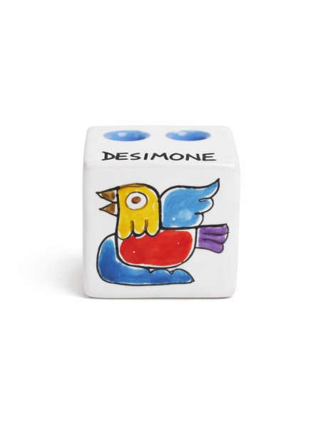 Cubo Portamatite Folk Uccello Ceramiche siciliane De Simone