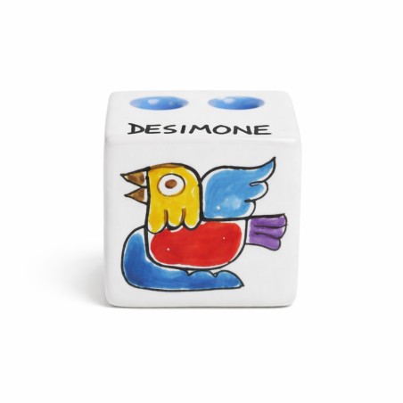 Cubo Portamatite Folk Uccello Ceramiche siciliane De Simone