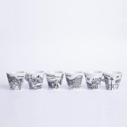 Coffee Cups with Saucer Set de simone pottery Sicilian Cities