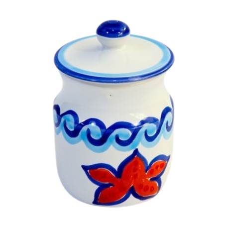 Zuccheriera Vintage In Ceramica Con Motivo Floreale Rosso E Coperchio - Capacità 226g Con Cucchiaio Incluso