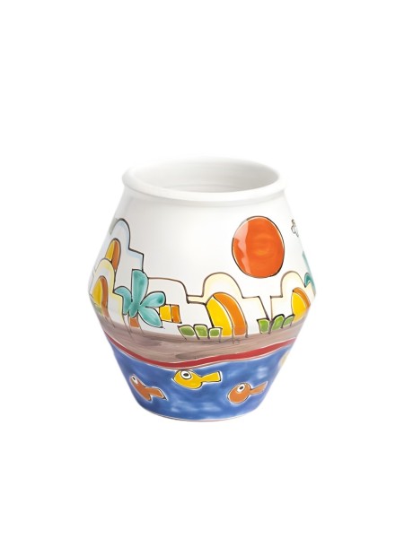 Handmade sicilian ceramic Vase Dammusi VS537DA de simone pottery