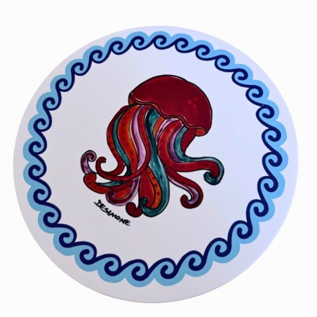Fabric charger mat Folk Jellyfish De Simone Pottery