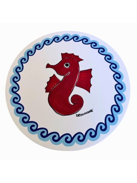 Fabric charger mat Folk Seahorse De Simone Pottery