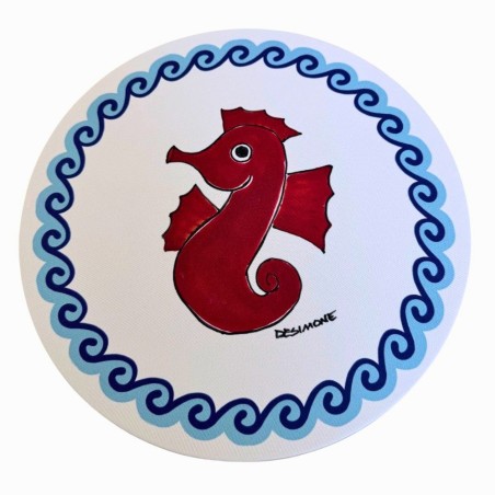 Fabric charger mat Folk Seahorse De Simone Pottery
