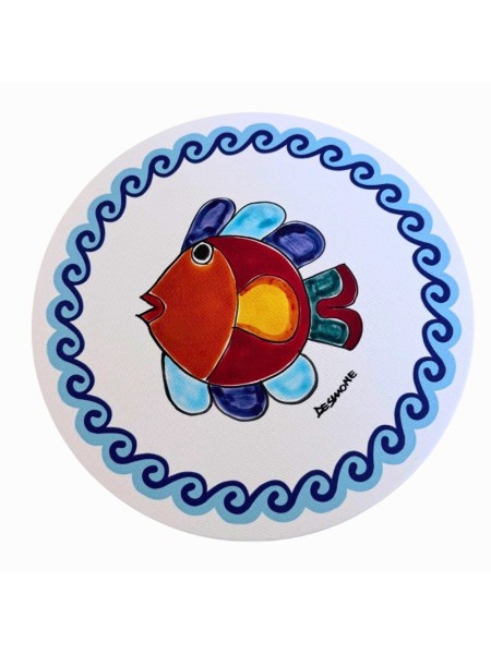 Fabric charger mat Folk fish Ceramiche De Simone