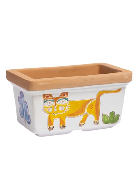 Rectangular planter Folk Cat