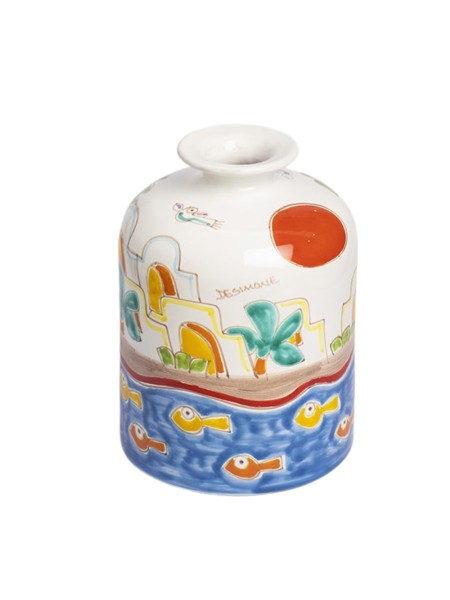 Handmade sicilian ceramic Round vase Dammusi VS583DA