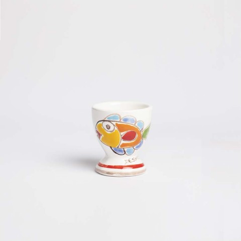 Egg cup Folk Fish Sicilian handmade pottery
